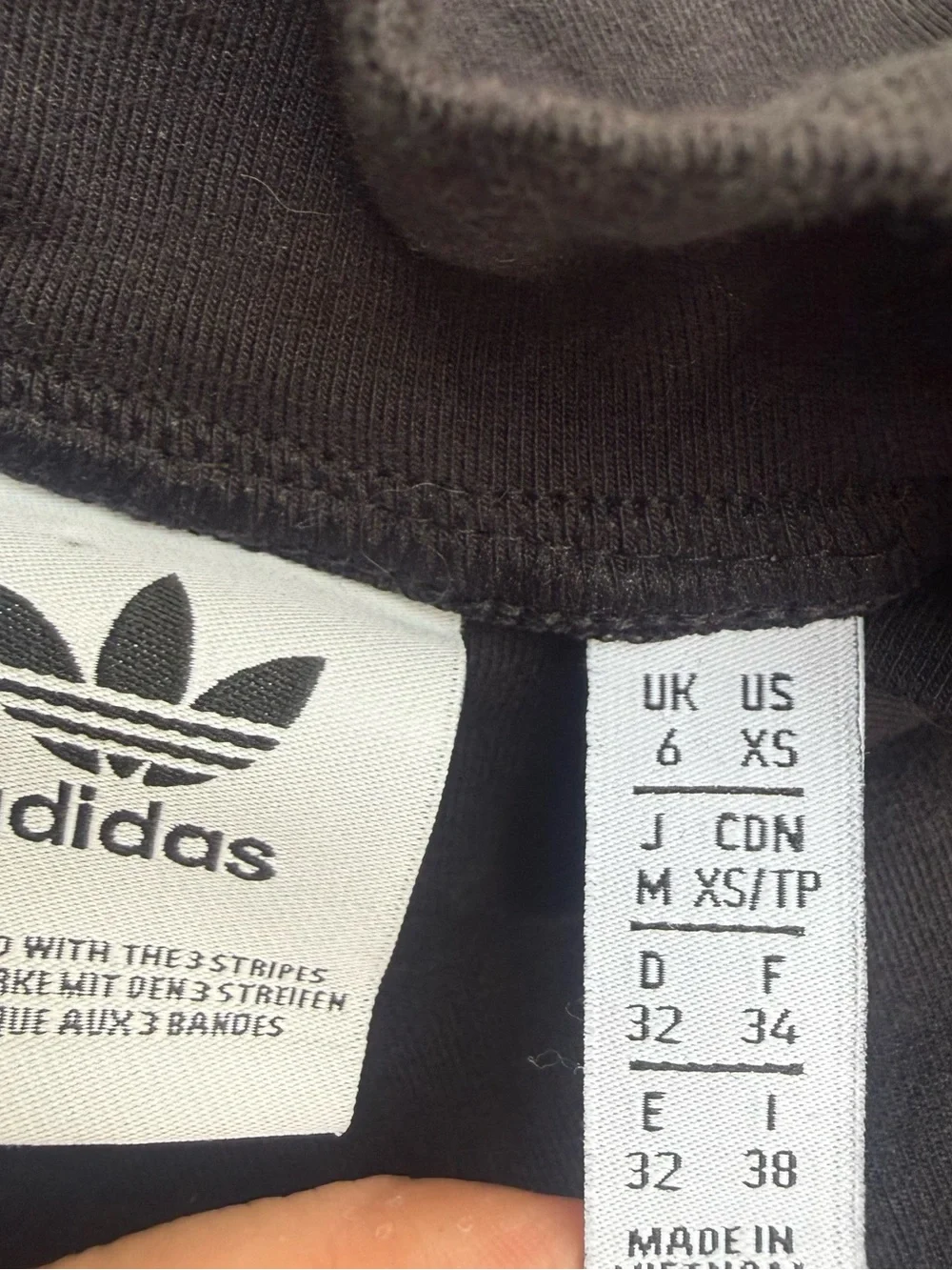 adidas Black Cropped Mock Neck Tee with Cream Side Stripes - Picture 4 of 5